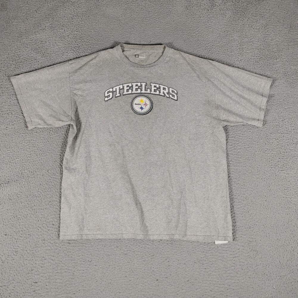 VTG NFL Team Apparel Pittsburgh Steelers Shirt Mens 2XL Heather Gray Crew Neck